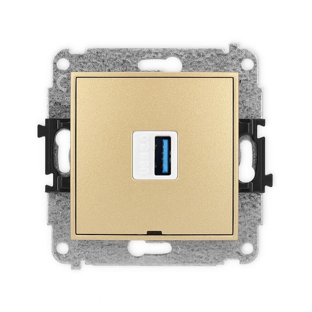 ICON Mechamizm gniazda pojedynczego USB A-A 3.0, bez pola opisowego złoty