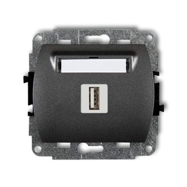 TREND Mechanizm gniazda pojedynczego USB A-A 2.0 grafitowy