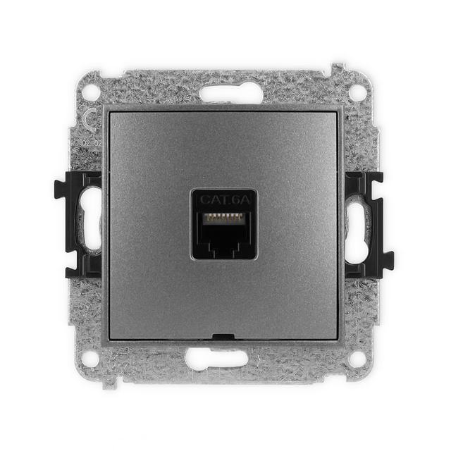 ICON Mechanizm gniazda komputerowego pojedynczego 1xRJ45, kat. 6A, 8-stykowy, bez pola opisowego gra