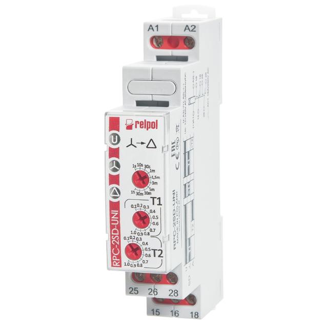 Przekaźnik czasowy, 2 zakresy czasowe, funkcja WT, 12…240VAC/DC RPC-1WT-UNI 863191 RELPOL