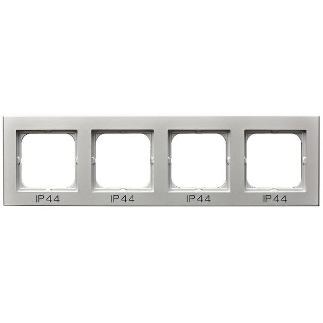 SONATA Ramka poczwórna do łączników IP-44 - kolor srebro mat