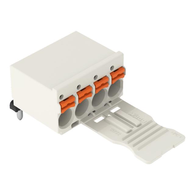 Gniazdo picoMAXeCOM raster 5mm 4‑biegunowe z kątowymi pinami lutowniczymi z płytką 2092‑1354 /100szt./ WAGO
