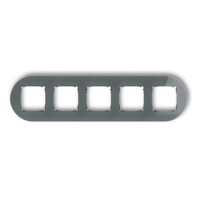 ICON Ramka uniwersalna pięciokrotna okrągła - efekt szkła (ramka: grafitowa; spód: czarny) grafitowy