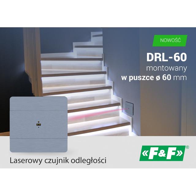 Laserowy czujnik odległości Biały do puszki o60 czujnik ruchu do sterownia oświetleniem DRL-60-12-1 F&F
