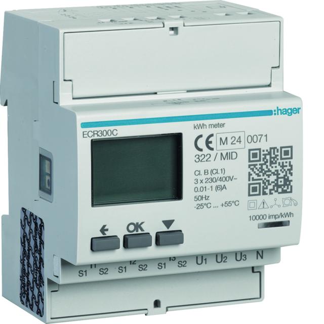 agardio.measure Licznik energii elektr. 3-fazowy, przekł. 1-5A 4M, Modbus, MID ECR300C HAGER
