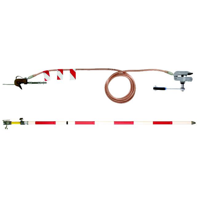 Zestaw uziemiający kolejowy, dł. 12 m, drążek teleskopowy