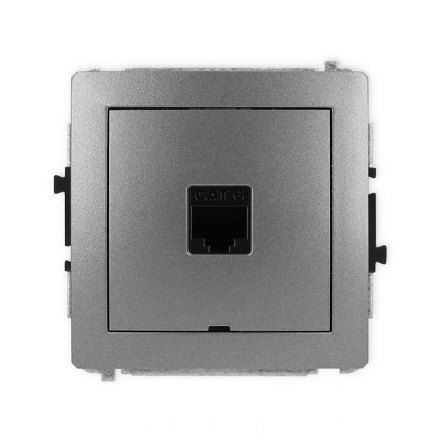DECO Mechanizm gniazda komputerowego pojedynczego 1xRJ45, kat. 6, 8-stykowy, bez pola opisowego graf