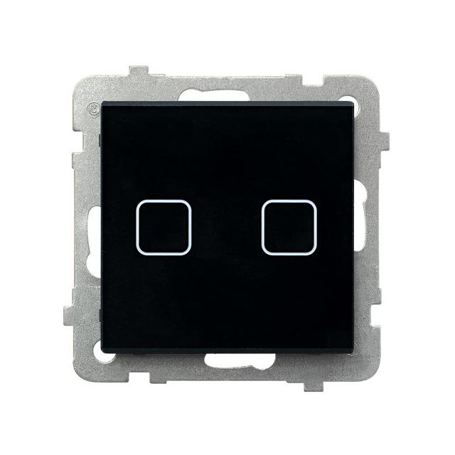 SONATA TOUCH Łącznik dotykowy dwugrupowy świecznikowy z podświetleniem - kolor czarne szkło