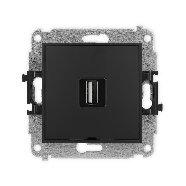 ICON Gniazdo pojedyncze USB A-A 2.0, bez pola opisowego czarny mat 12IGUSBBO-1 KARLIK