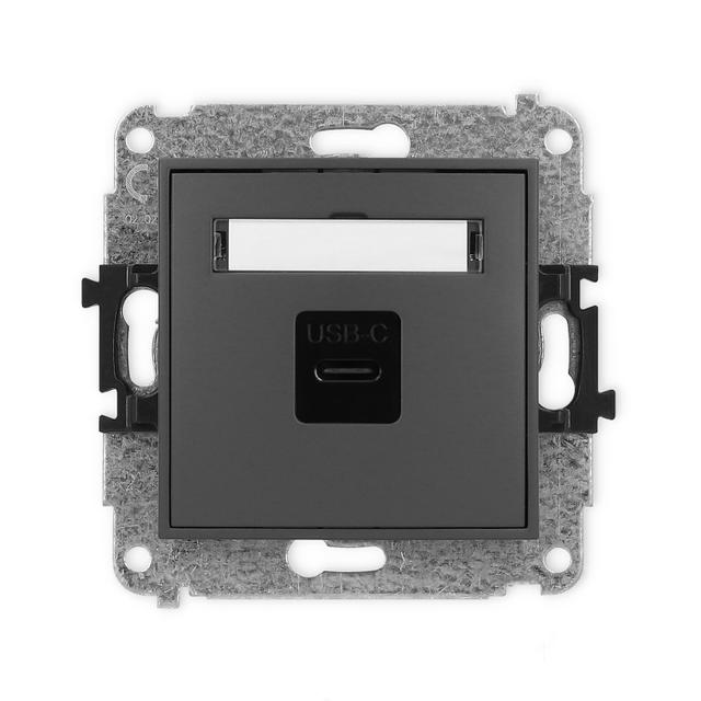 MINI Gniazdo pojedyncze 1xUSB C-C grafitowy mat 28MGUSB-7 KARLIK