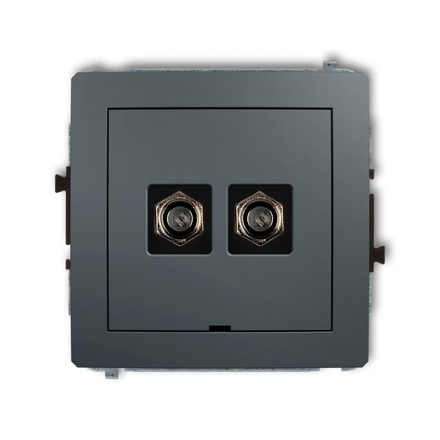 DECO Gniazdo podwójne antenowe typu F (SAT) niklowany, bez pola opisowego grafitowy mat 28DGFBO-2 KARLIK