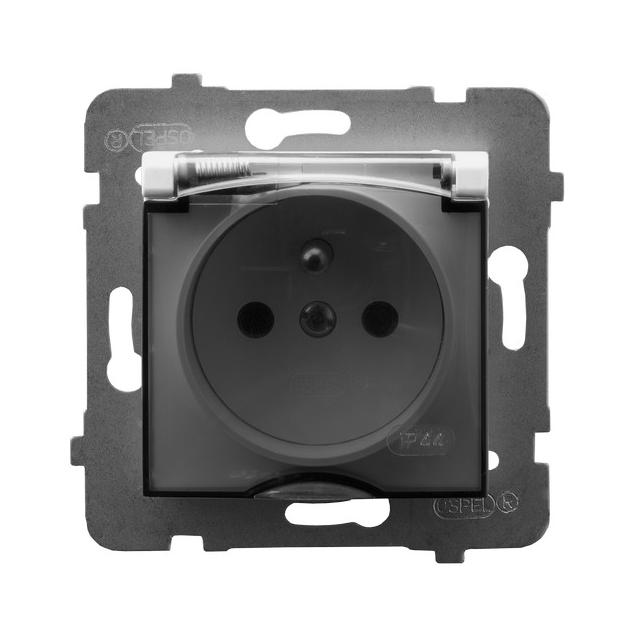 ARIA Gniazdo bryzgoszczelne z uziemieniem IP-44 wieczko przezroczyste - kolor biały