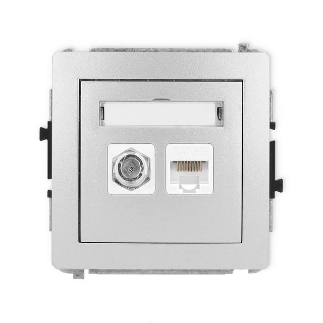 DECO Mechanizm gniazda antenowego poj. typu F (SAT) + gniazda komp. poj. 1xRJ45, kat. 5e, 8-stykowy