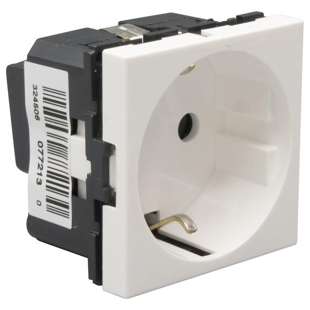 Mosaic Gn 2P+Z Schuko Podłączenie Przez Zaciski Śrubowe-2 Moduły Białe 16A-250V 077213 LEGRAND