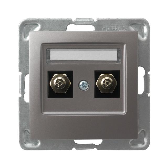 IMPRESJA Gniazdo ekwipotencjalne podwójne - kolor tytan