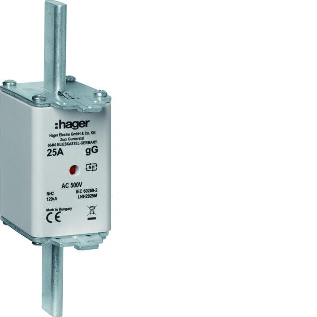 Wkładka bezp. nożowa NH2C wsk.podw. uchwyt nieiz. gG 25A 500VAC LNH2025M HAGER