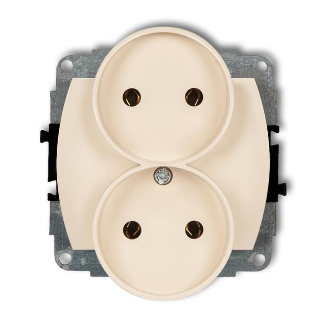 TREND Mechanizm gniazda podwójnego do ramki poziomej bez uziemienia 2x2P (przesłony torów prądowych)