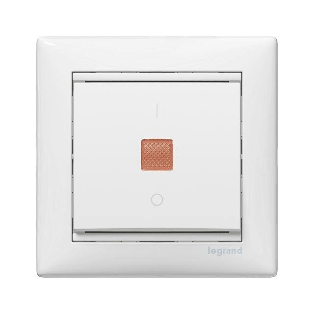 VALENA ŁĄCZNIK JEDNOBIEGUNOWY ZE WSKAŹNIKIEM PRZEPŁYWU PRĄDU BIAŁY 10AX-250~, Legrand