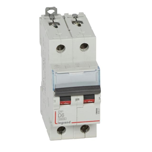Wyłącznik Nadprądowy S 302 2P D6A 6kA DX3 408027 LEGRAND