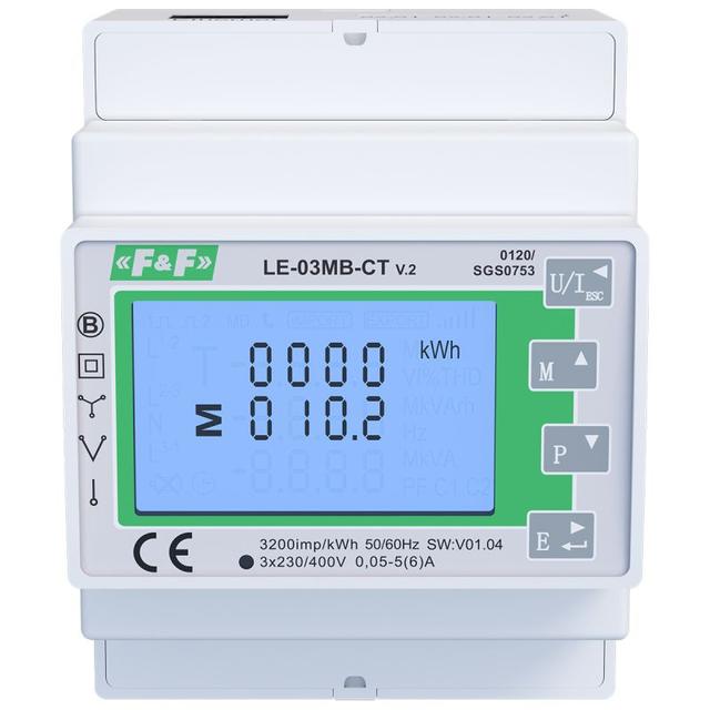 Trójfazowy dwukierunkowy licznik półpośredni M-BUS,100(5)A; MID LE-03MB-CT F&F