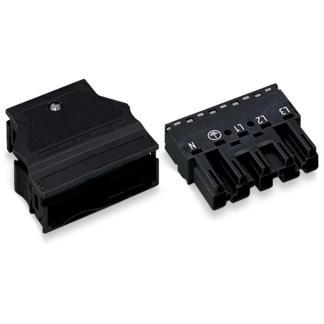 WINSTA wtyk 5-torowy z obudową odciążającą naciąg czarny