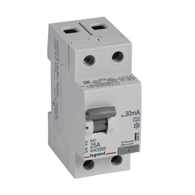 Wyłącznik różnicowoprądowy RX3 2P 25A 30mA typ A 402036 LEGRAND