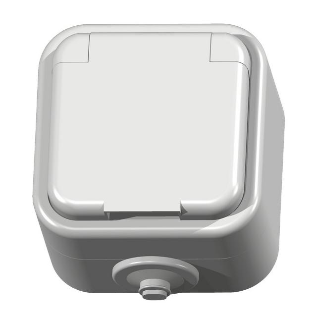 DELFINA Gniazdo pojedyncze z uziemieniem wieczko w kolorze wyrobu - kolor biały