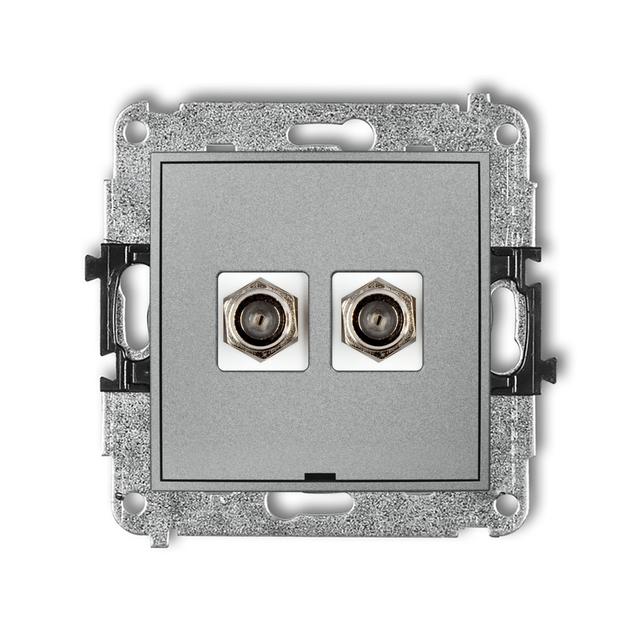ICON Mechanizm gniazda antenowego podwójnego typu F (SAT) niklowany, bez pola opisowego srebrny meta