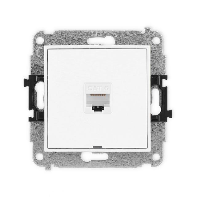 ICON Mechanizm gniazda komputerowego pojedynczego 1xRJ45, kat. 6, 8-stykowy, bez pola opisowego biał