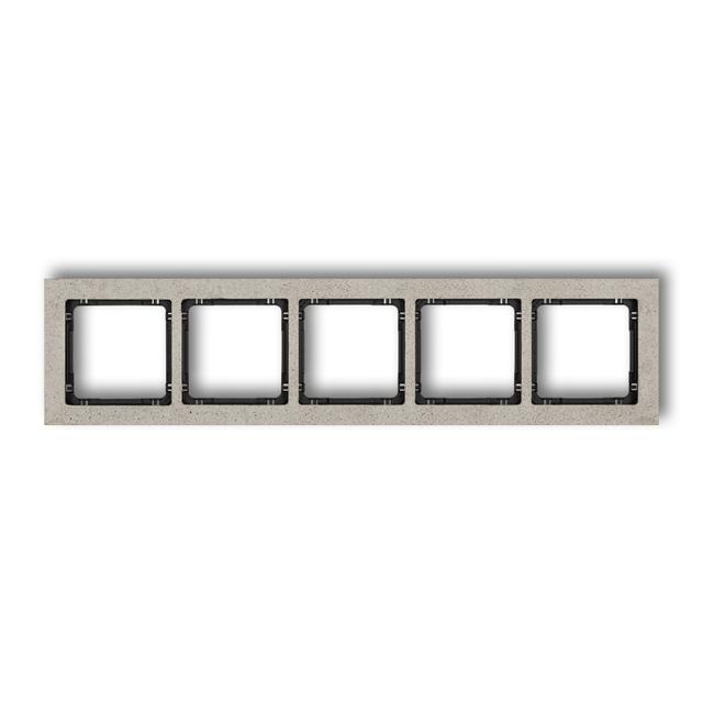 DECO Ramka uniwersalna pięciokrotna - beton (ramka: jasnoszara; spód: czarny)