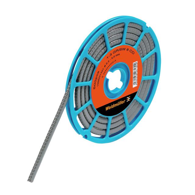 CLI C 1-3 GR/SW 8 CD System kodowania kabli, 2.5 - 5 mm, 4.2 mm, Nadrukowane znaki: Liczby, 8, PVC, miękkie, bez kadmu, szary /500szt./ 1568251527 WEIDMÜLLER