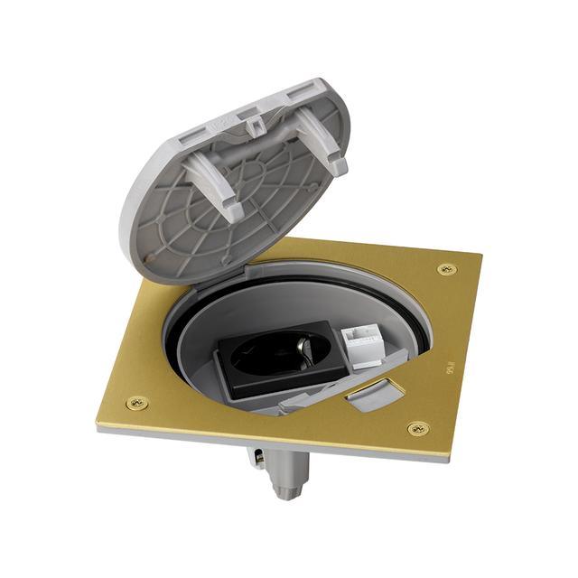 Simon Connect Wkład z pokrywą z gn. schuko+RJ45 kat.5e mosiądz