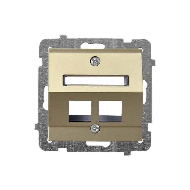 SONATA Obudowa gniazda podwójnego typu Keystone skośna - kolor szampański złoty