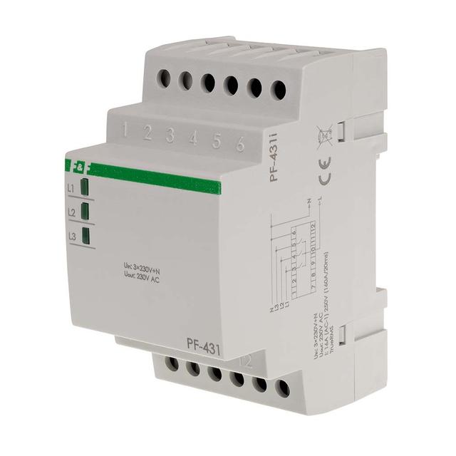 Automatyczny przełącznik faz z fazą priorytetową przekaźnik inrush (160A/20ms) PF-431i F&F