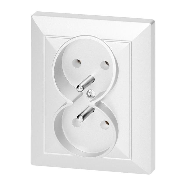 Gniazdo podwójne podtynkowe 2x2P+Z Pearl, 16A, 250V, PT-6 P, biały
