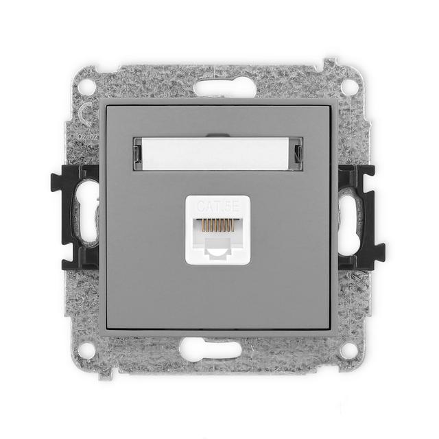 ICON Mechanizm gniazda komputerowego pojedynczego 1xRJ45, kat. 5e, 8-stykowy szary mat