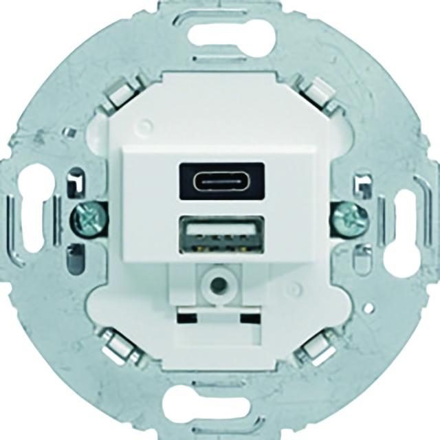 Mechanizm gniazda USB A+C ładowania do serii obrotowych, 3.0 A 230 V, biały, mat 260419 HAGER