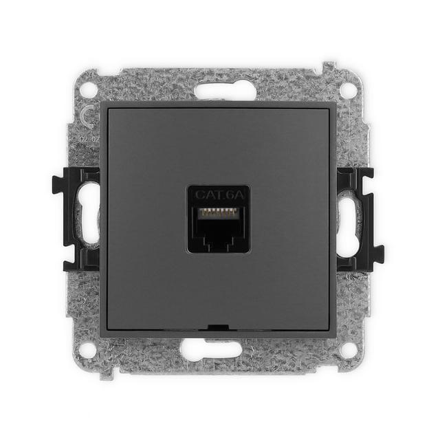 ICON Mechanizm gniazda komputerowego pojedynczego 1xRJ45, kat. 6A, 8-stykowy, bez pola opisowego gra