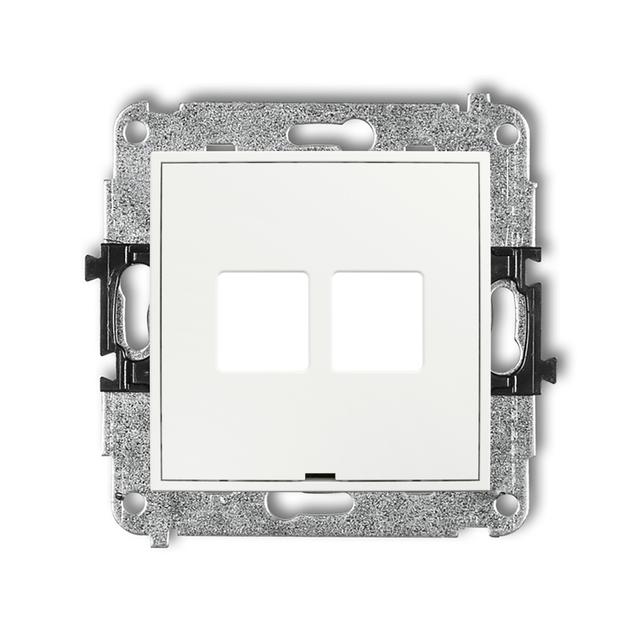 ICON Mechanizm gniazda multimedialnego podwójnego bez modułu, bez pola opisowego (standard Keystone)