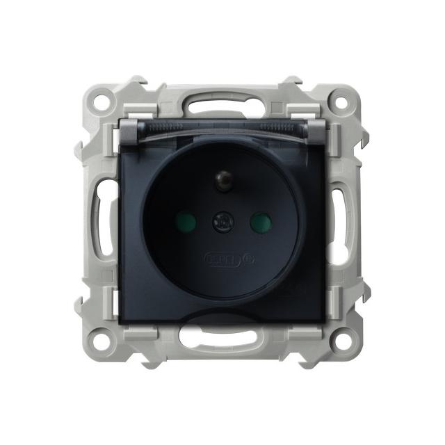 SZAFIR Gniazdo bryzgoszczelne z uziemieniem IP-44 z przesłonami torów prądowych wieczko przezroczyst