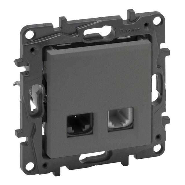 Niloe Step - Gniazdo Rj11 + Rj45 Kat. 6 Utp- Kolor Stalowy 863456 LEGRAND