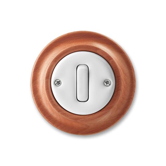 DECENTO Przycisk zwierny z zaciskiem N Bezśrubowe podłączanie przewodów biały/czereśnia