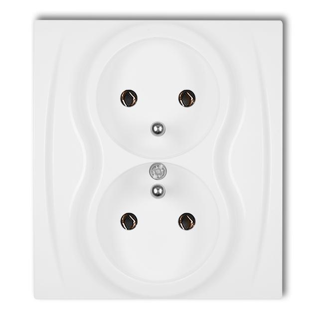 LOGO Gniazdo podwójne z uziemieniem 2x(2P+Z) (bez przesłon torów prądowych), biały LGP-2z KARLIK