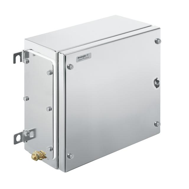 KTB MH 262615 S2E1 Metalowa obudowa iskrobezpieczna, 260 x 260 x 150 mm, element polerowany elektrolitycznie, Płytka kołnierzowa: Tak, na dole, 4 zawiasy i wkręty M6 o ł /1szt./ 1194610001 WEIDMÜLLER