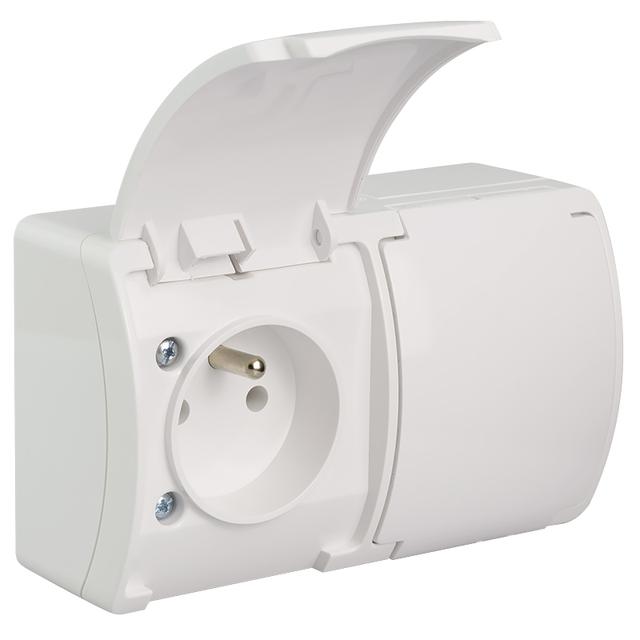 VG-Koala Gniazdo podwójne Z-ziemieniem (2x2P+Z) n/t IP44 białe Z-lapką białą VG 162-01 61.380 OPATÓW