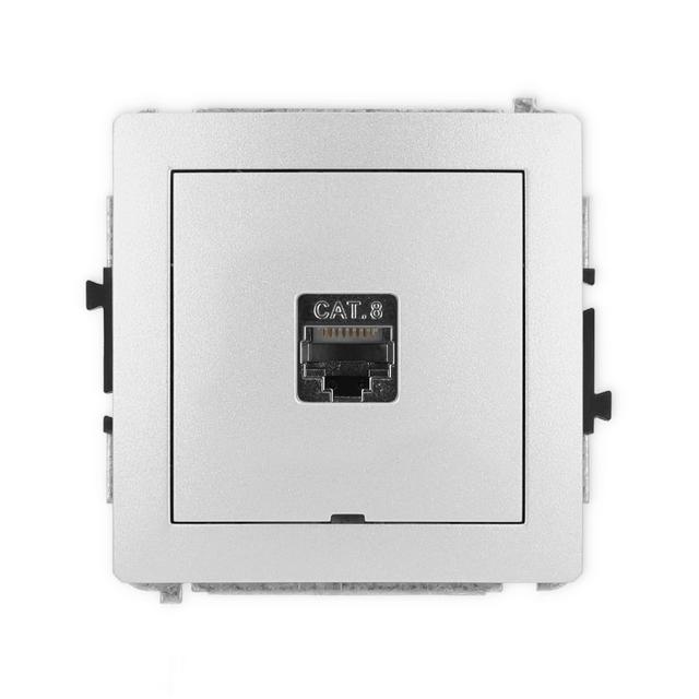 DECO Mechanizm gniazda komputerowego pojedynczego 1xRJ45, kat. 8, ekranowany, 8-stykowy, bez pola op