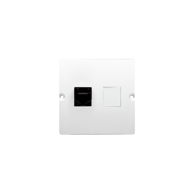 Simon Basic Gniazdo telefoniczne RJ12 Montaż gniazda na wkręty do puszki biały