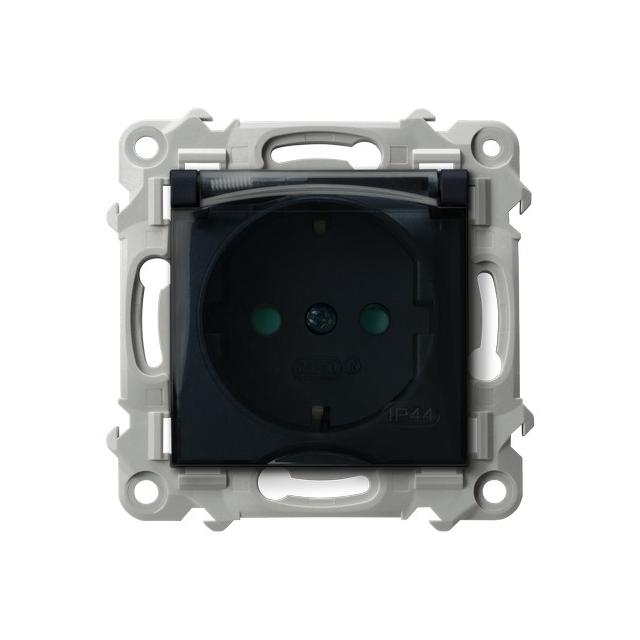 SZAFIR Gniazdo bryzgoszczelne z uziemieniem schuko IP-44 wieczko przezroczyste z przesłonami torów p