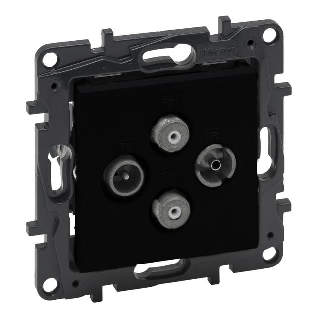 Niloe Step - gniazdo TV-R-SAT-SAT końcowe do instalacji typu gwiazda, 2 przewody 1,5 dB- kolor czarn