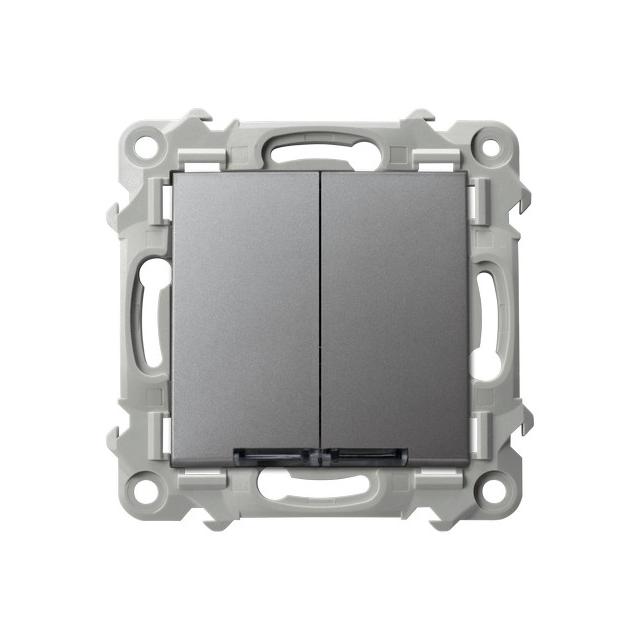 SZAFIR Łącznik schodowy + jednobiegunowy z podświetleniem niebieskim - kolor szary mat